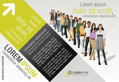 Vector: Template with business people standing in a line Template with business people standing in a line