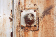 Old padlock on garage collars Old padlock on garage collars
