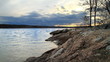 landscape of granite bank of the river.