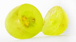 Translucent slice of green grape fruit, macro isolated on white Translucent slice of green grape fruit, macro isolated on white