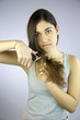 Girl cuts all her long hair unhappy of it Girl cuts all her long hair unhappy of it