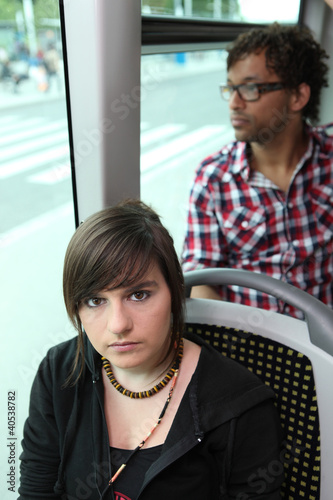 Photo: teenage girl in the bus teenage girl in the bus