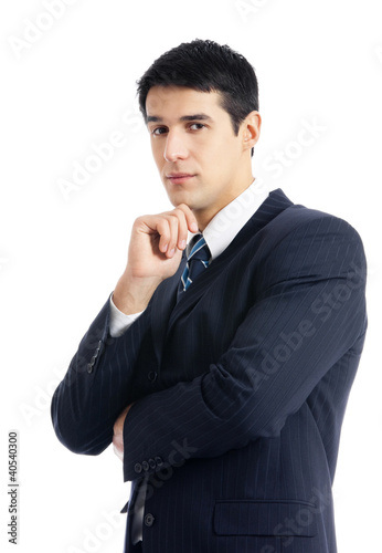 Photo: Thinking businessman, on white Thinking businessman, on white