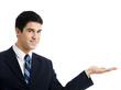 Business man showing, isolated