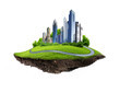 Modern city surrounded by nature landscape