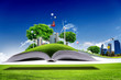 Open book with green nature world Open book with green nature world
