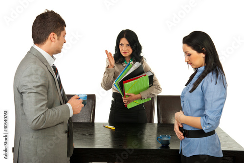 Photo: Furious manager argue employees Furious manager argue employees
