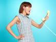 attractive young woman screaming on the telephone attractive young woman screaming on the telephone