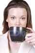 Woman Drinking Coffee Standing Up Woman Drinking Coffee Standing Up