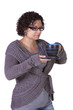 Woman Drinking Coffee Standing Up Woman Drinking Coffee Standing Up