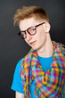 Young man on black background Young man on black background