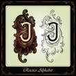 capitals and initials in the rococo style hand-made