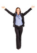 cheerful businesswoman with arms open