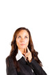 young businesswoman looking up