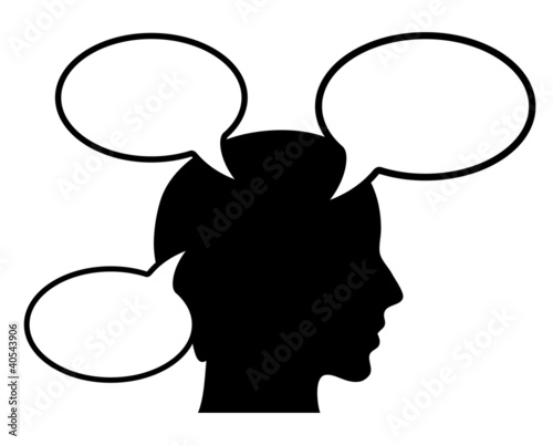 Vector: Vector thinking person with speech bubbles Vector thinking person with speech bubbles