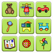 Spielzeuge als Symbol, Button
