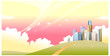 Green landscape and skyline