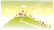 Vector: Houses on green landscape Houses on green landscape