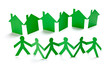 paper people and house shape cut connection chain
