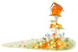 Postbox over floral landscape