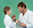 Karate master with his young student