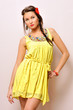 beautiful woman in a yellow dress.