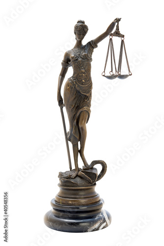 Photo: antique bronze statuette of the goddess Themis. antique bronze statuette of the goddess Themis.