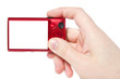 hand with red digital photo camera