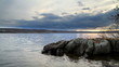 landscape of granite bank of the river.