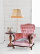 sofa in white room