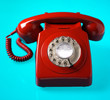 Red Phone on Blue Background Red Phone on Blue Background