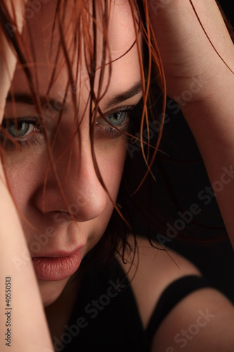 Photo: beauty girl think about problems beauty girl think about problems