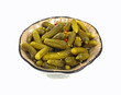 Baby Dill Pickles in Dish Baby Dill Pickles in Dish