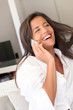 Closeup of attractive woman using cellphone