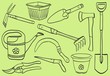 Illustration of gardening tools - doodle style