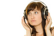 Woman listening to music and singing