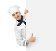 Photo: happy chef showing thumb up sign happy chef showing thumb up sign