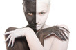 portrait of woman in black and white make-up portrait of woman in black and white make-up
