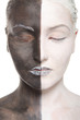 portrait of woman in black and white make-up portrait of woman in black and white make-up