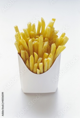 Photo: Chips in white fast food box Chips in white fast food box