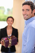 woman receiving gift from boyfriend