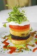 Grilled Polenta Timbale with Eggplant, Tomato and Goat Cheese