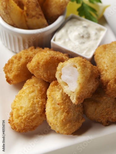 Photo: Fish nuggets (close-up) Fish nuggets (close-up)