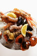 Seafood on plate of crushed ice