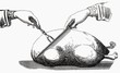 Carving a roast goose (illustration)