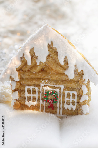 Foto: Maple log cabin (gingerbread house with maple syrup, USA) Maple log cabin (gingerbread house with maple syrup, USA)