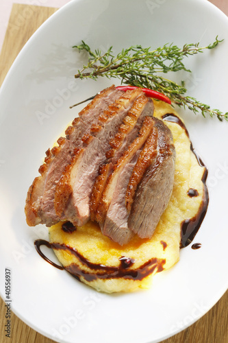 Photo: Duck breast on polenta Duck breast on polenta