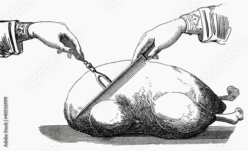 Photo: Carving a roast goose (illustration) Carving a roast goose (illustration)