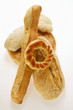 Flatbread, ciabatta, white bread ring and baguette
