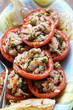 Tomatoes stuffed with tuna, capers and parsley